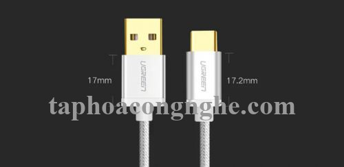 Ugreen 20815 3M màu Trắng Dây USB 2.0 sang Type-C đầu nhôm dây bọc vinyl US174 30020815